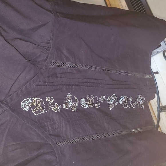 George Sleeveless Brown Embroidered Back Tie Sz XL Tunic Top Blouse - Picture 2 of 10